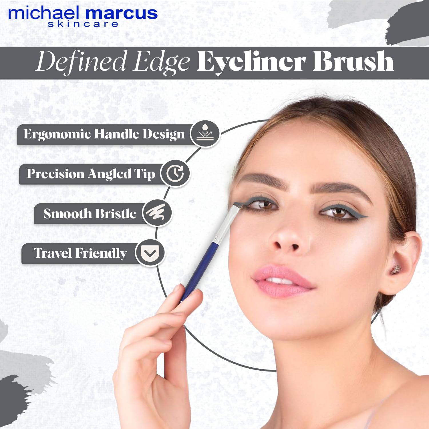 michael marcus Michael Marcus Makeup Cake Eye Liner & Eyeliner Brush Trashy - Water Activated Dry Pressed, Long-Lasting & Smudge Resistant Eyeliner - Cruelty & Paraben Free - For Beginner & Pro Makeup Artist