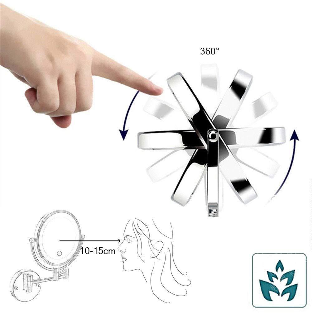 AMHIL AMHIL Wall Mount Led Lighted Makeup Mirror 3X Magnifying Cosmetic Mirror Touch Screen 360 Swivel Extendable Two Sided Vanity Mirror for Bathroom 8 inch UK Plug