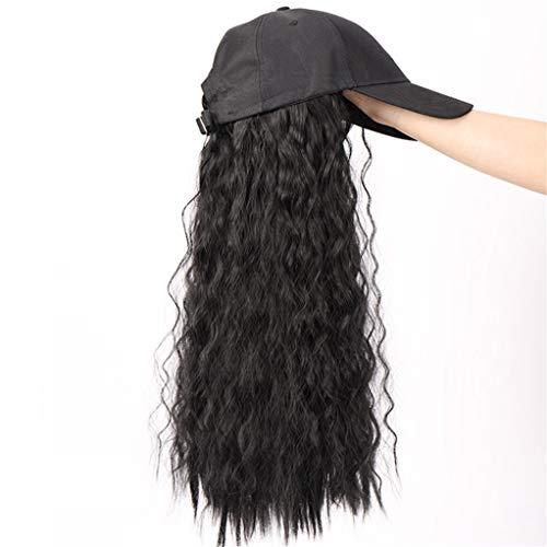 Atgdd.S Long Synthetic Baseball Cap Wig Natural Black/Brown Wave Wigs Naturally Synthetic Hat Wig Adjustable For Girl Party YFZ1-2I33 22inches