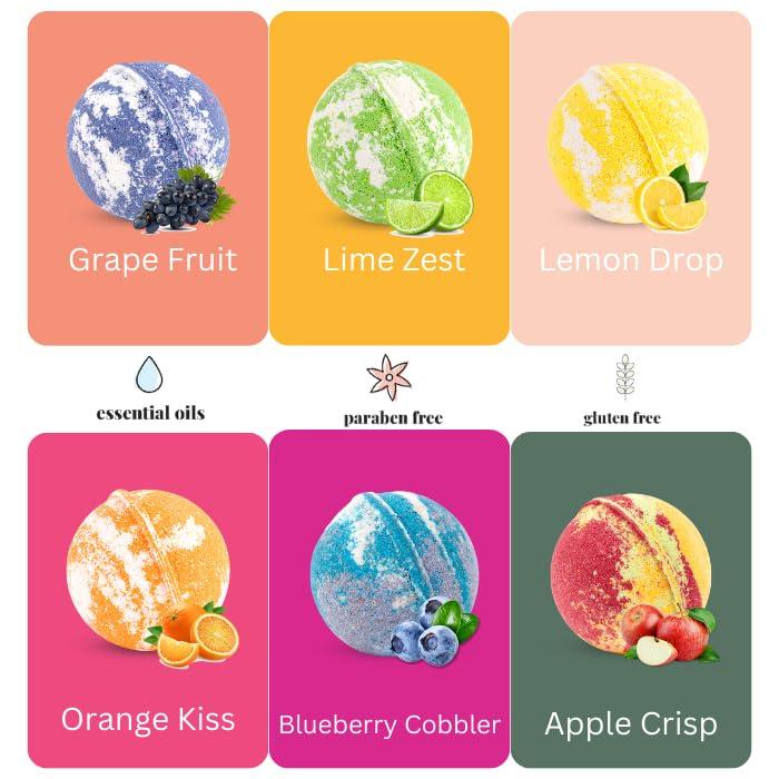 Bubbly Belle XXL 5oz Bath Bombs Gift Set, 12 USA Made Extra Large Fizzies with Fruity Scents