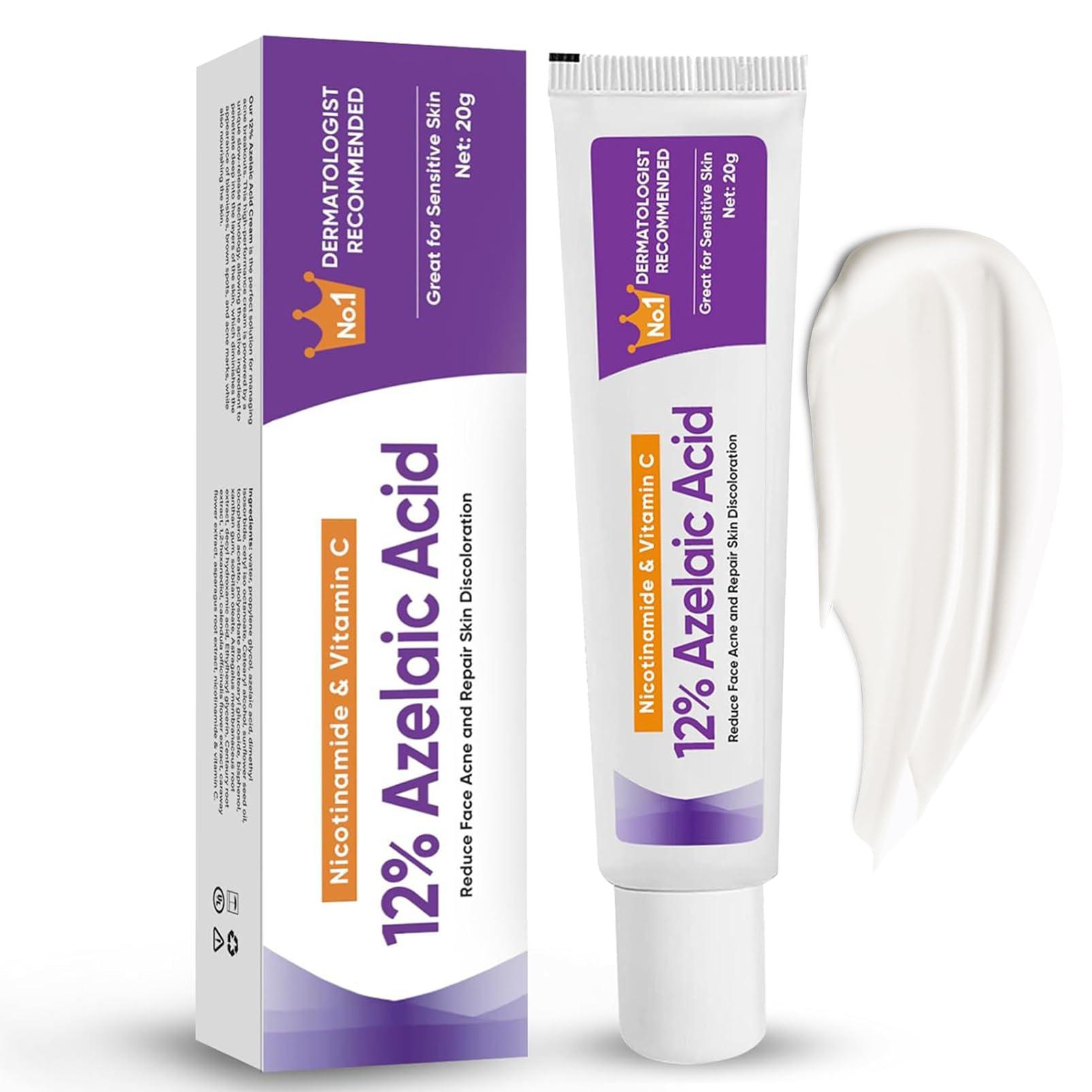 ISHERBIN Azelaic Acid Serum, Booster 12% Azelaic Acid Cream, Niacinamide & Vitamin C for Face, Facial Cream, Balance Excess Sebum,Smoothing Skin and Blemish,Pore Cleansing 1pcs