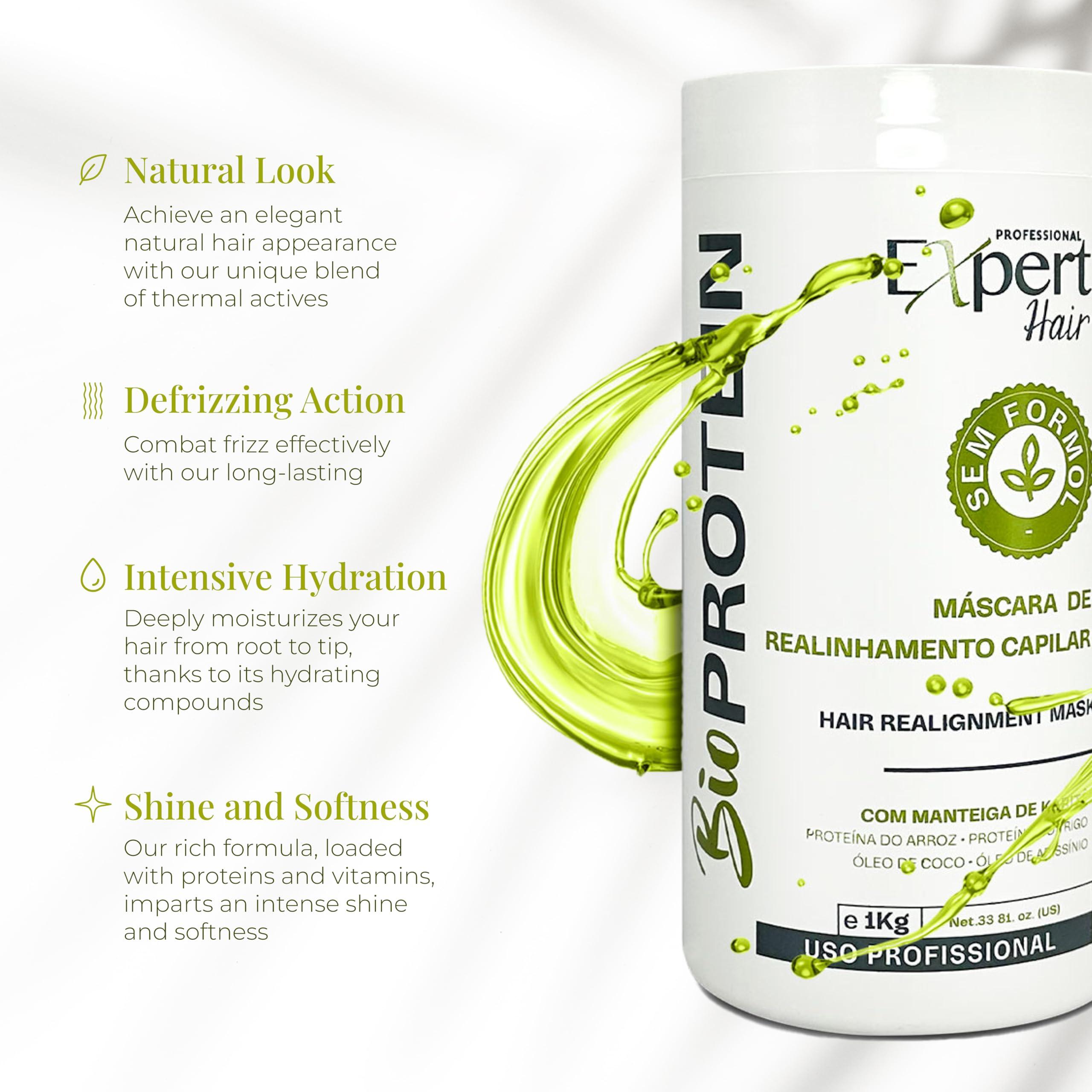 Expert Hair Bio Protein Botox Hair Treatment - Formaldehyde-Free Straightening, Anti-Frizz Keratin with Organic Keratin for Sleek Hair, 1kg