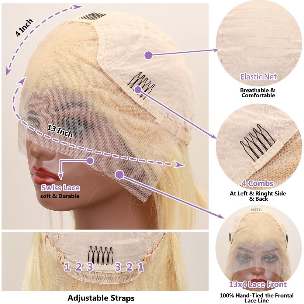 HELLOSH 12 Inch 613 Bob Blonde Lace Front Wigs Human Hair 13x4 Transparent Lace 613 Bob Frontal Wig 613 Hd Lace Frontal Wig Blonde Bob Wig Human Hair Pre Plucked With Baby Hair