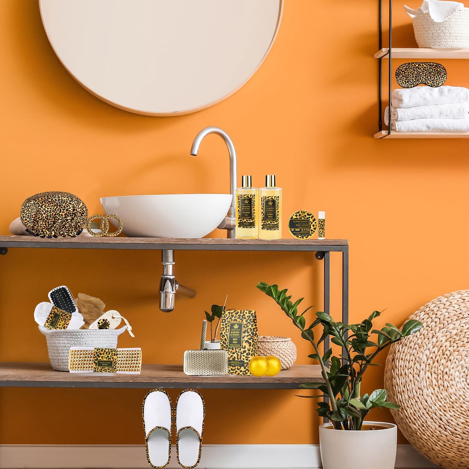 RA ROSA ACCA Bath Gift Set for Women,20 Pcs Skin Care Set Leopard Print Spa Gifts for Birthday, Mother's Day, Valentine's Day. Home Spa Kits, Skin Care Stuff with Shower Gel, Body Lotion, Manicure Set.