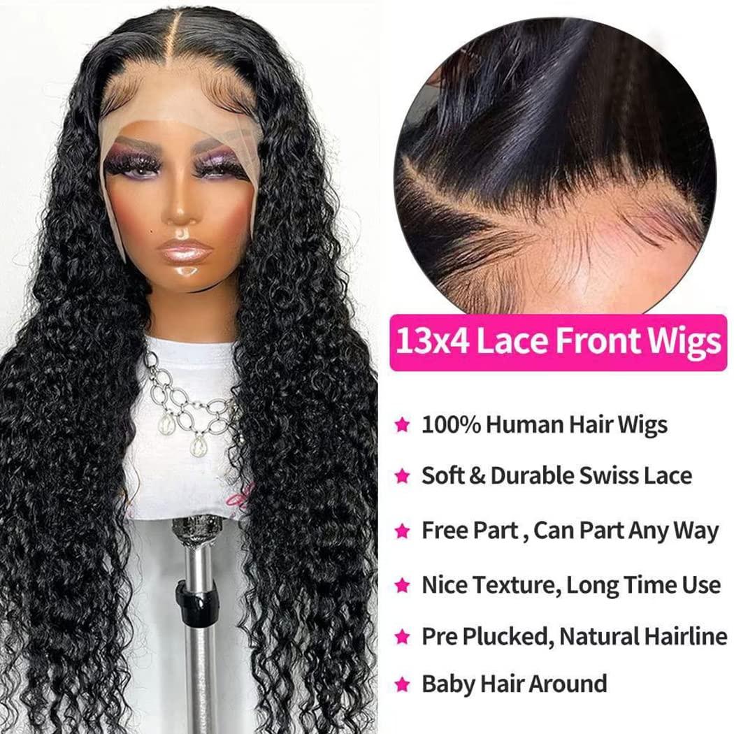 kiss love kiss love Deep Wave Lace Front Wigs Human Hair Curly Wigs for Women Wet and Wavy HD Transparent Lace Front Wigs Human Hair Pre Plucked with Baby Hair 16 inch