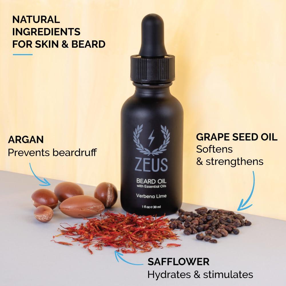 ZEUS ZEUS Natural Beard Oil, Premium Conditioning Beard Oil to Soften Beard & Mustache – MADE IN USA (Sandalwood) 1 oz.