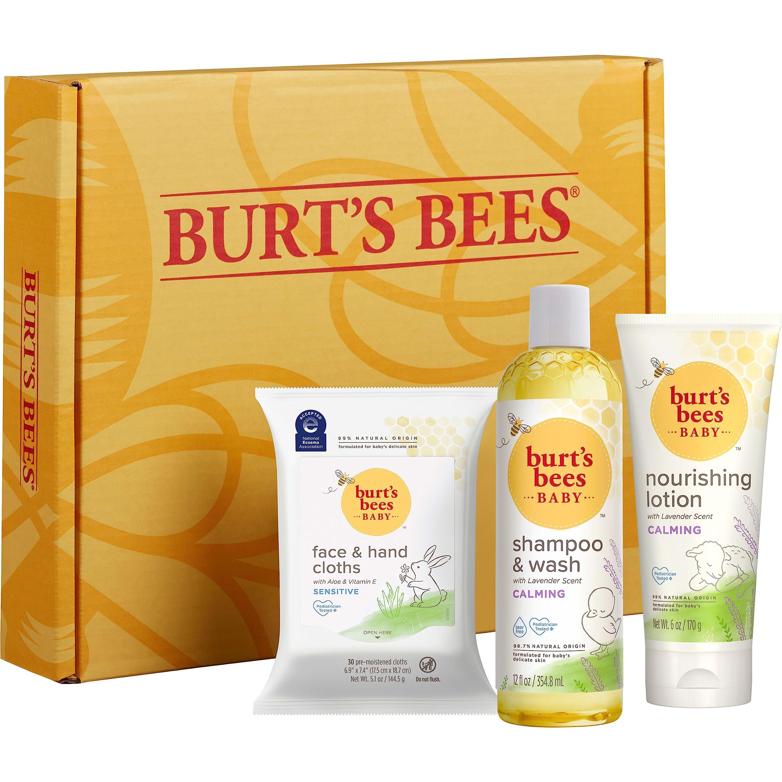 Burt\'s Bees Burts Bees Baby Gift Set for Baby Showers, Includes Baby Shampoo and Wash, Baby Body Lotion, Baby Wipes and Cloths, naturally-derived Origin Skincare, 1-Pack