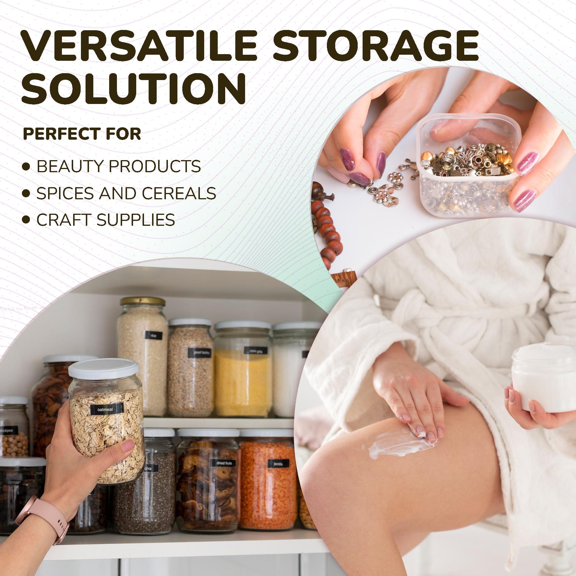 Rightitem Plastic Jars with Lids - 8 OZ Small Plastic Containers - 18 Pack - Travel Cosmetic Containers for Creams, Lotion - Leak Proof Clear Jar