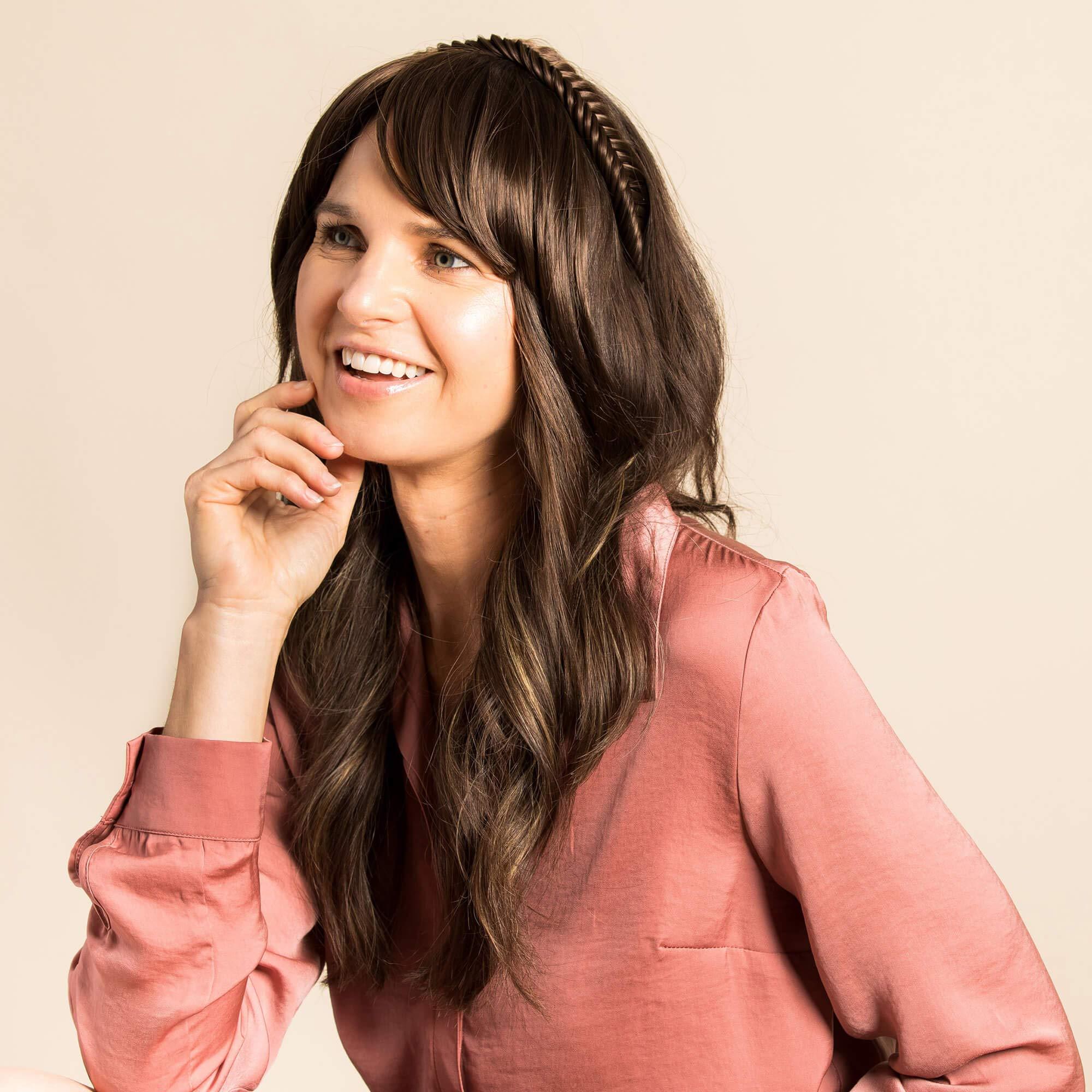 MADISON BRAIDS MADISON BRAIDS Women\'s Headband Hair Braid Natural Looking Synthetic Hair Piece Extension - Arisa Fishtail - Brunette