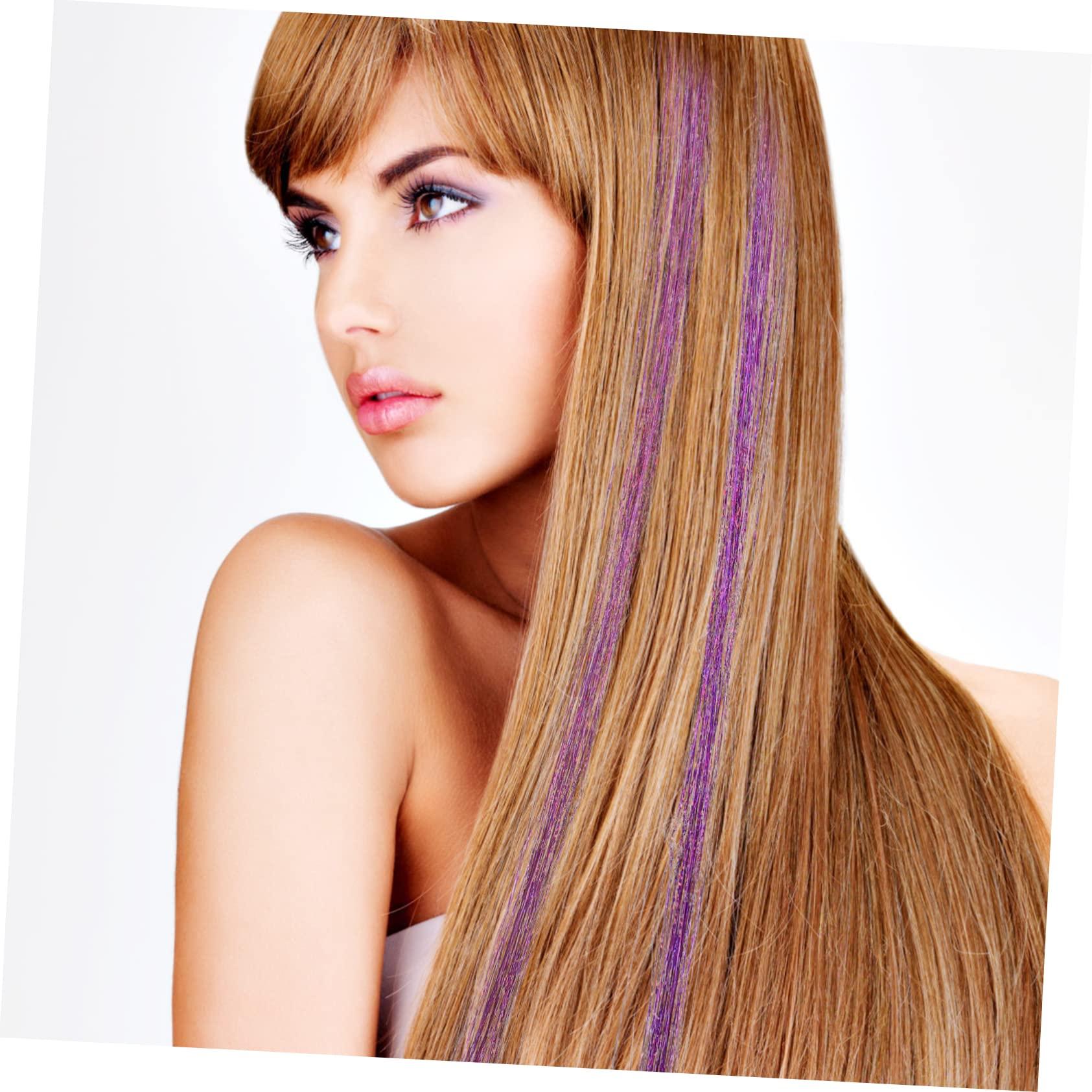 Beavorty Beavorty 30 pcs shiny wig piece hair tinsel kit for girls sparkly braiding hair glitter extensions hair glitter outfit tinsel hair extensions violets to stretch purple thread
