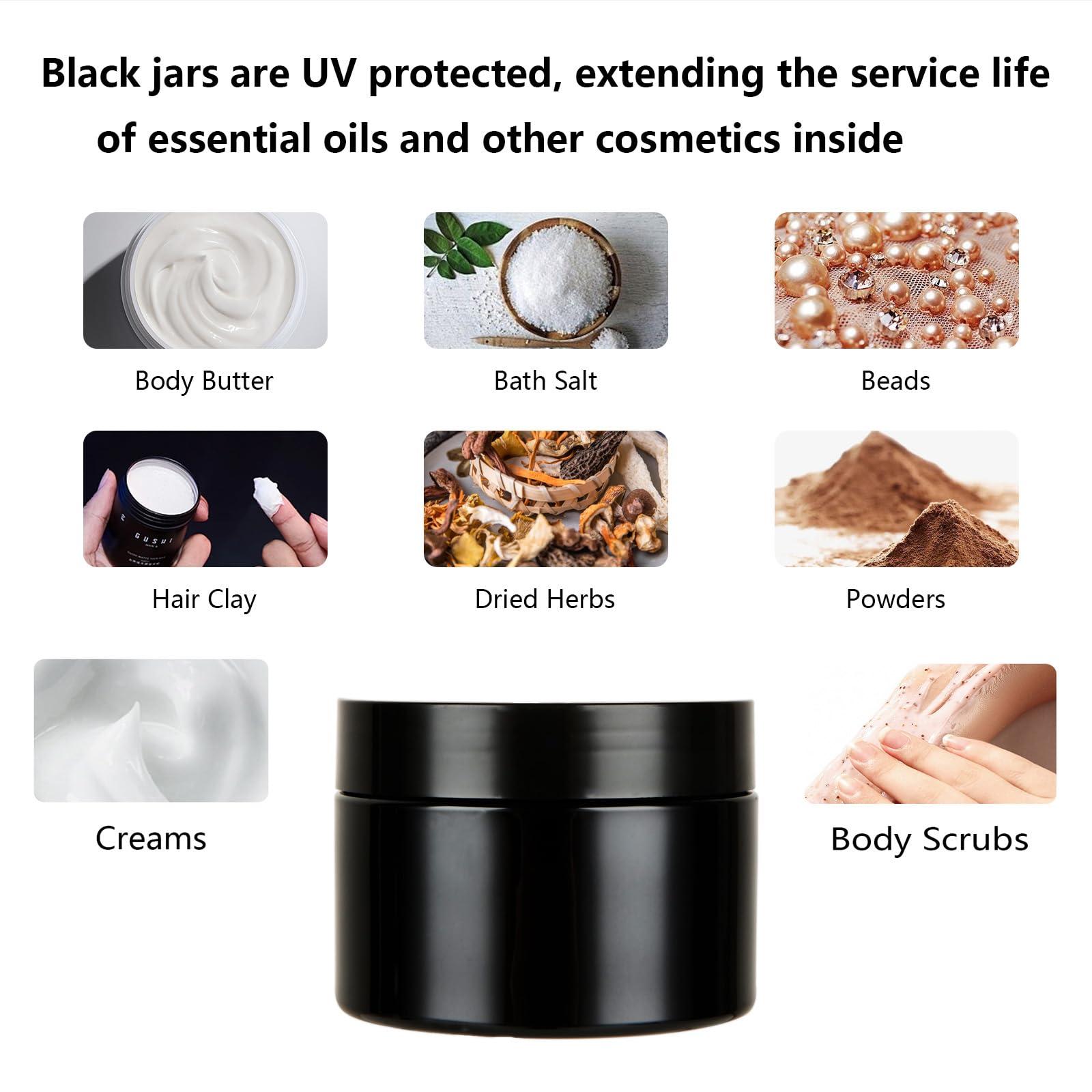 Acrux7 Acrux7 40 Pack 4 oz Black Plastic Jars, Small Round Cosmetic Cream Jars with Lids & Labels, Refillable Plastic Cream Container 120 ml Leak Proof Travel Jars for Creams, Lotion, Body Butter, Body Scrub