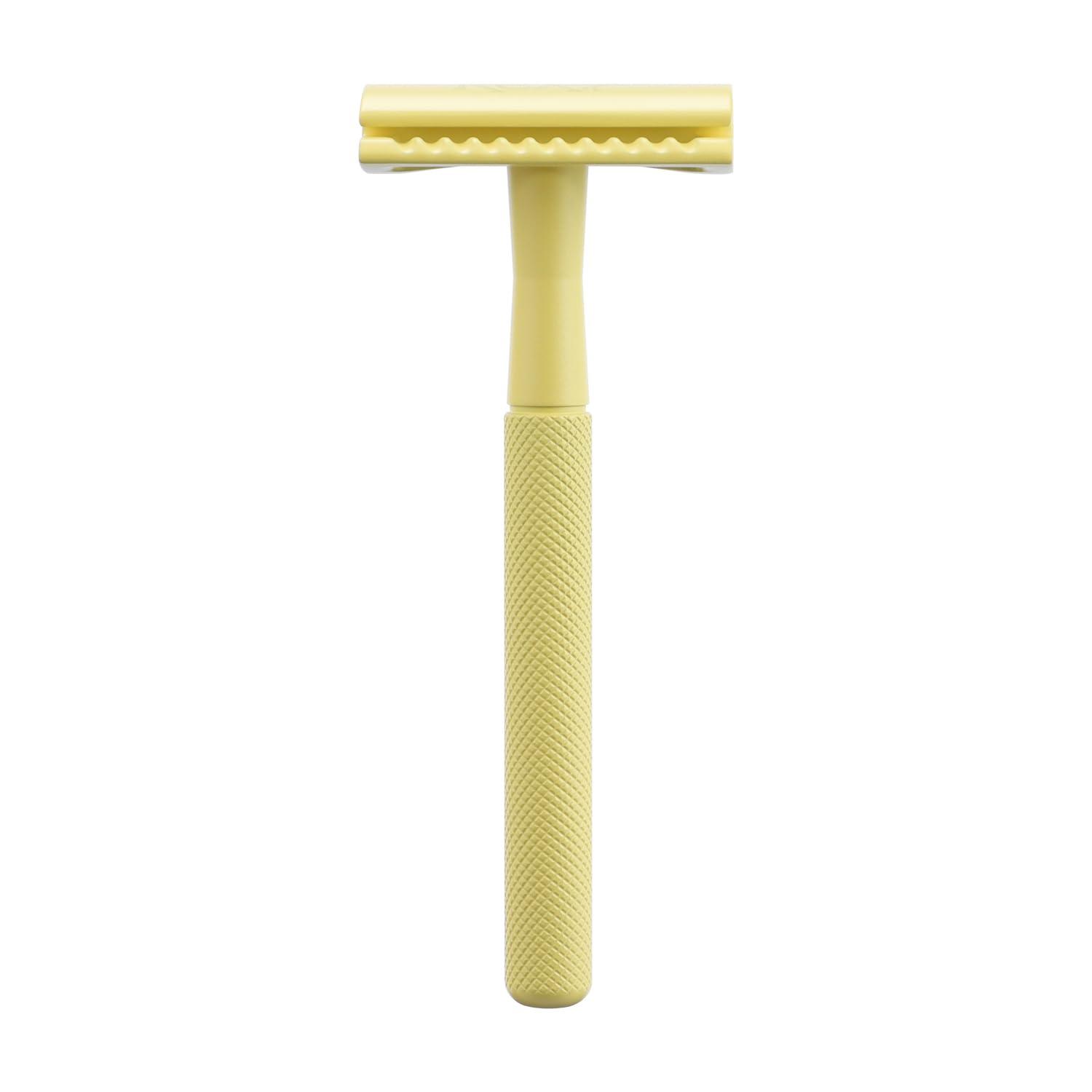 PINK REX PINK REX Women's Double Edge Safety Razor Eco-Friendly Includes 10 Razor Blades (Sunshine Yellow)