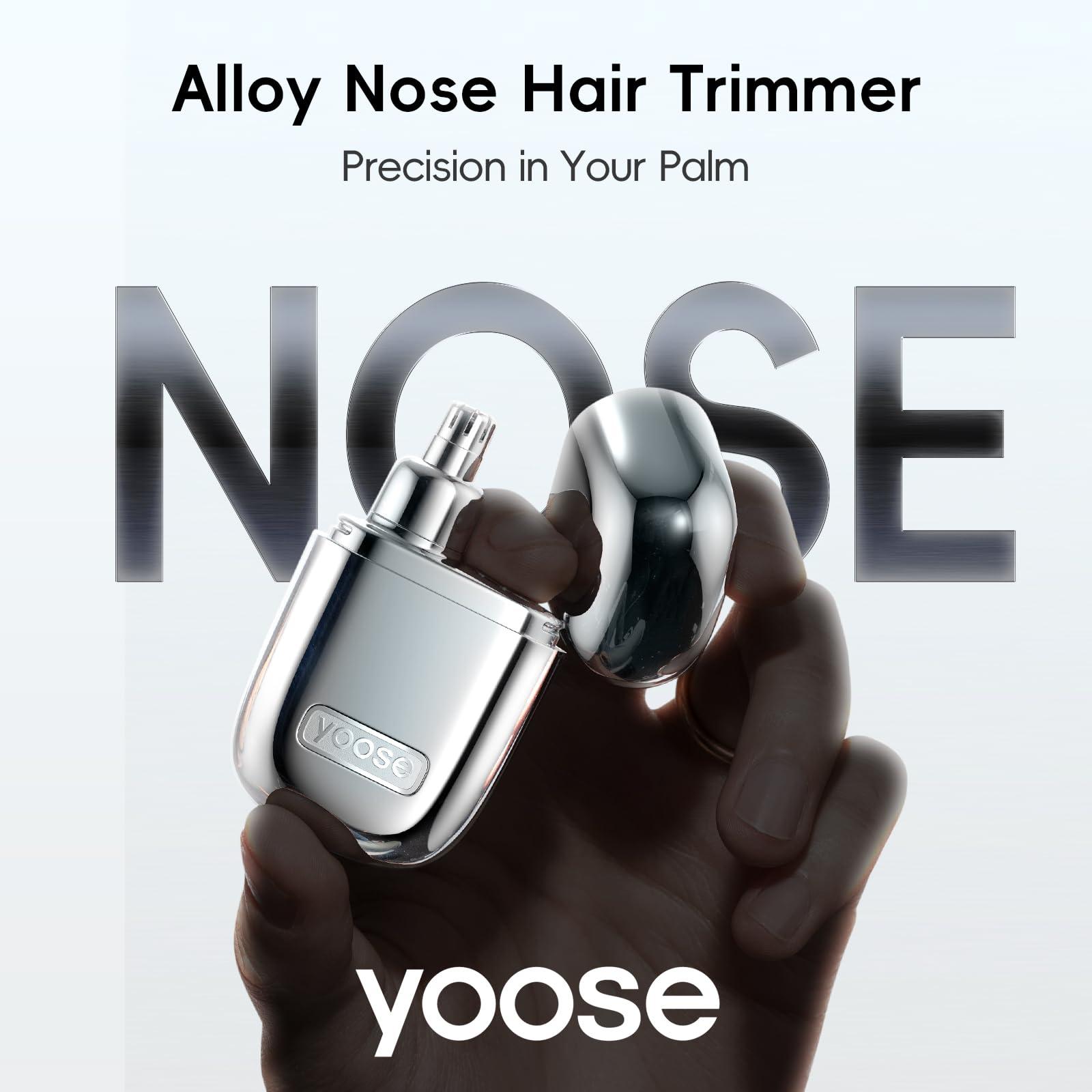 yoose yoose Grooming Bundle: Nose Hair Trimmer Silver and Mini Shaver Black, Alloy, Portable, Cordless, IPX7 Waterproof, USB-C Rechargeable, Easy Cleaninig