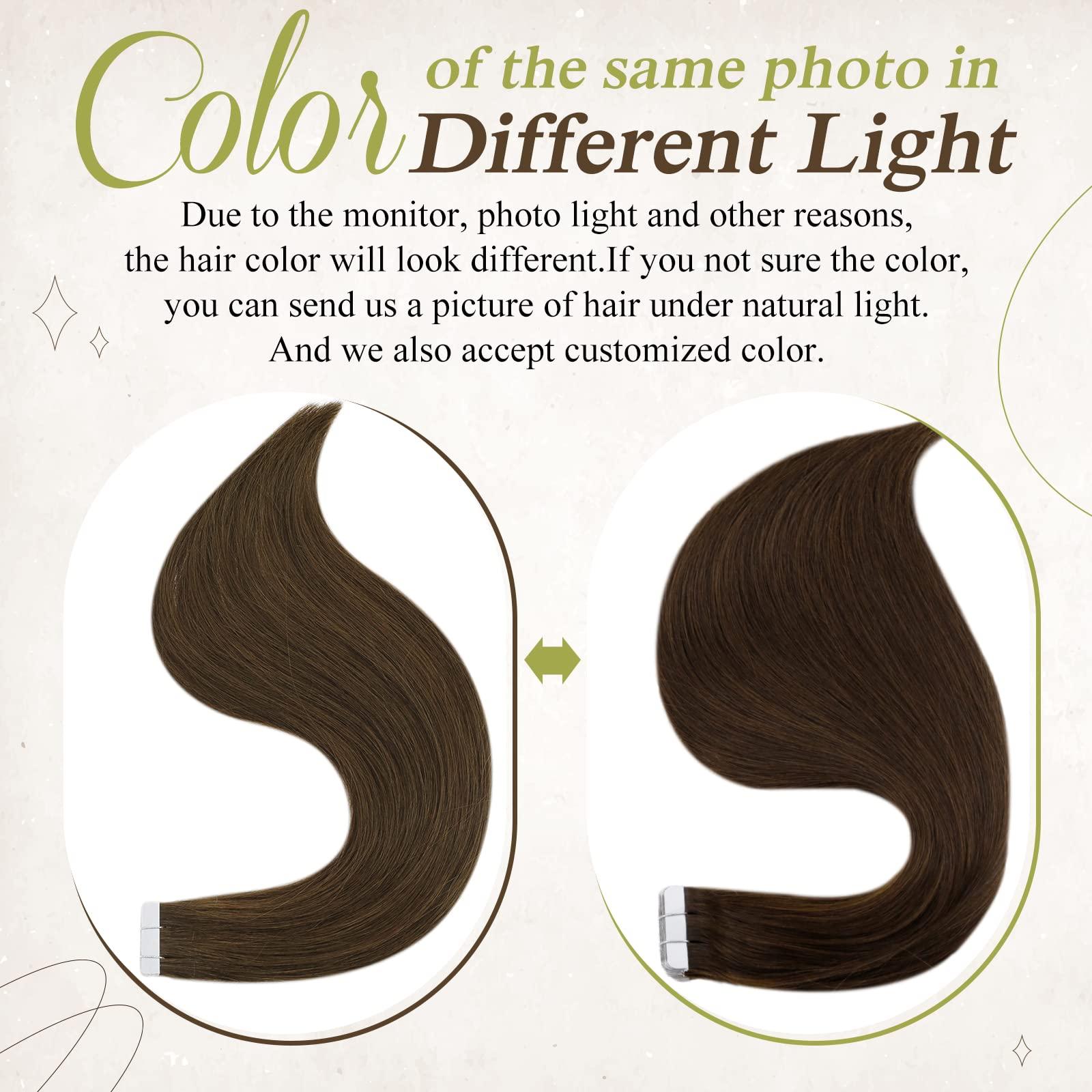 Full Shine Full Shine Invisible Tape in Hair Extensions 10 Inch Short Straight Human Hair Extensions Remy Hair 20 Pcs 30 Gram Seamless Hair Extensions Tape in 4 Medium Brown Real Human Hair for Party