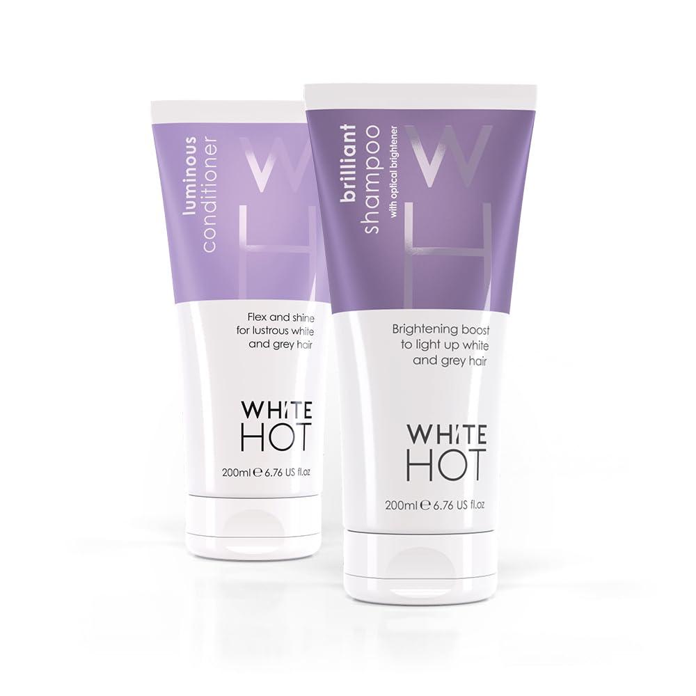 White Hot White Hot Brighten Duo: Brilliant Shampoo & Luminous Conditioner 200ml, lights up white & grey hair, banishes brassy tones, purple shampoo