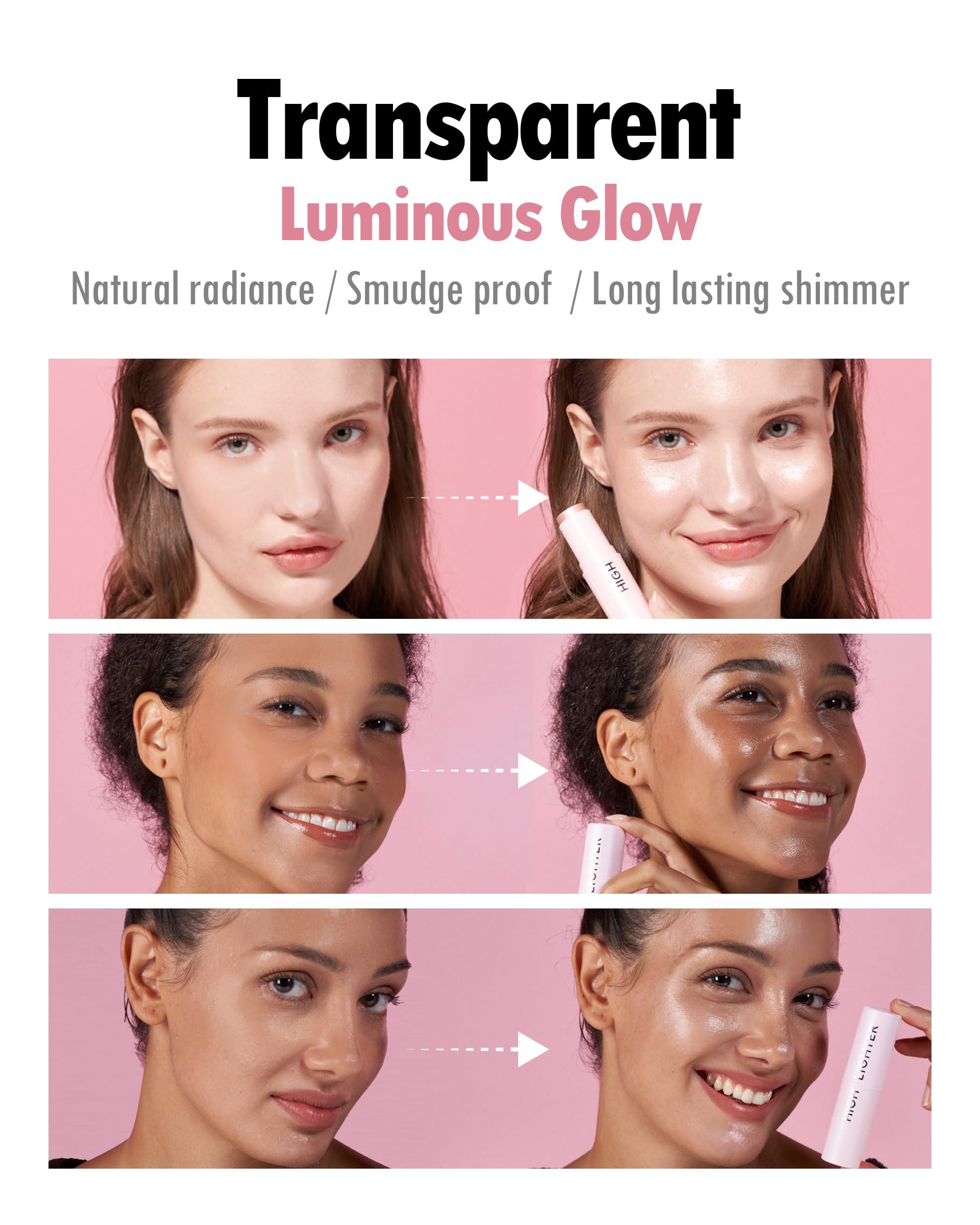 KAHI KAHI Highlighter - Skin-Illuminating Highlighter Makeup Stick | Long-lasting Pink Highlighter Makeup | Korean Highlighter Stick for Aging-Lines Improvement | Moisturizing Highlight Stick (0.30 Fl. Oz)