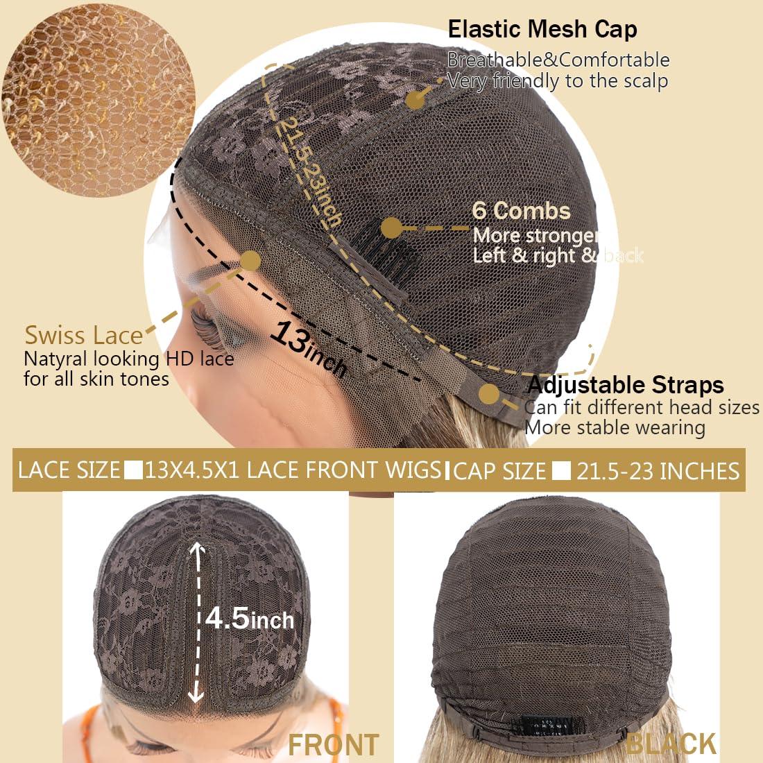 N BLE STAR Noble Star Lace Wigs with Curtain Bangs for Women 24\" Long Wavy Women Charming Synthetic Lace Front Wigs with Bangs Wig Heat Resistant Hair for Daily Party Use TTPG 6/613F/1001E#