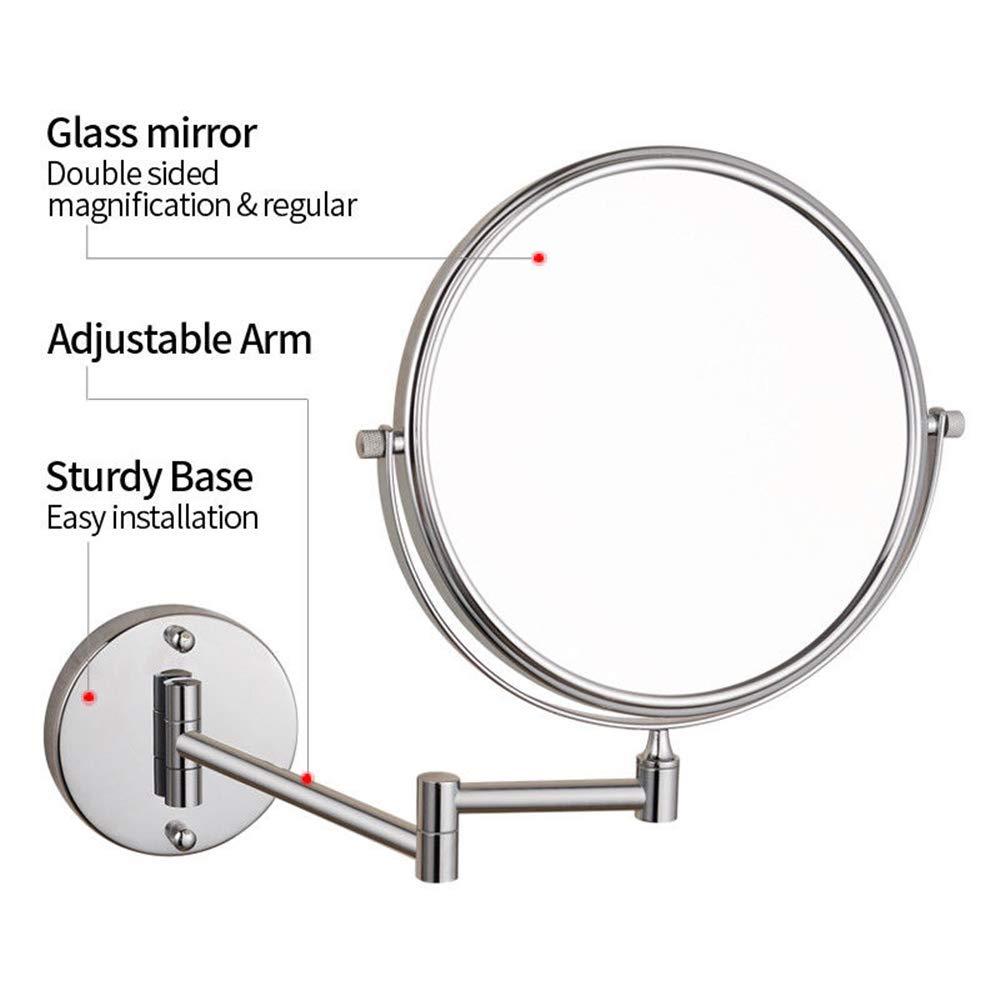 VVQQFGXN VVQQFGXN Wall Mounted Makeup Mirrors Magnifying Extend Sturdy Adjustable Shaving Cosmetic Mirror Bathroom Hotel Vanity Mirrors (Color : 5X, Size : 8inch)
