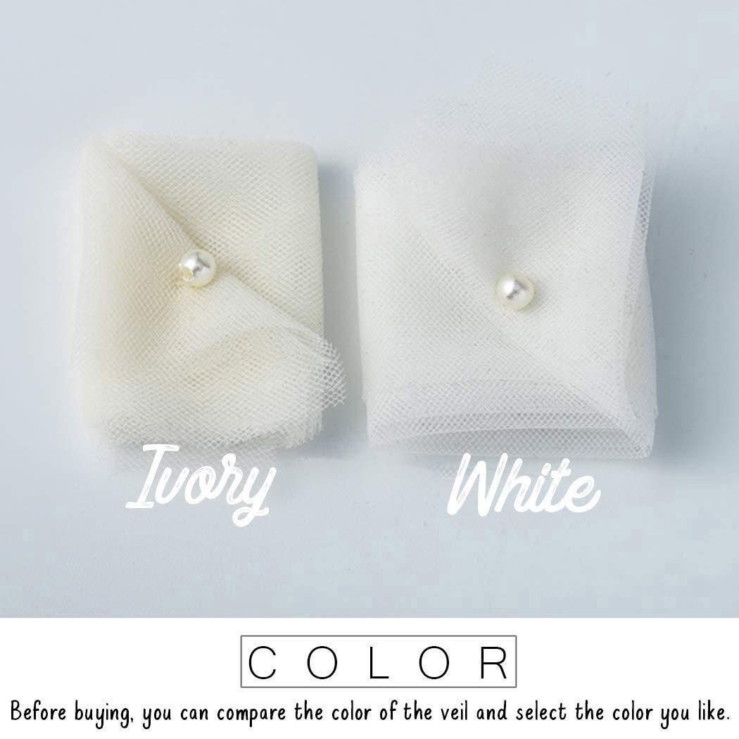 HEREAD HEREAD 2 Tiers Bridal Wedding Veil 118\" Long 118\" Width Cathedral Length Bride Tulle Hair Accessoies with Comb and Cute Edge (Ivory)