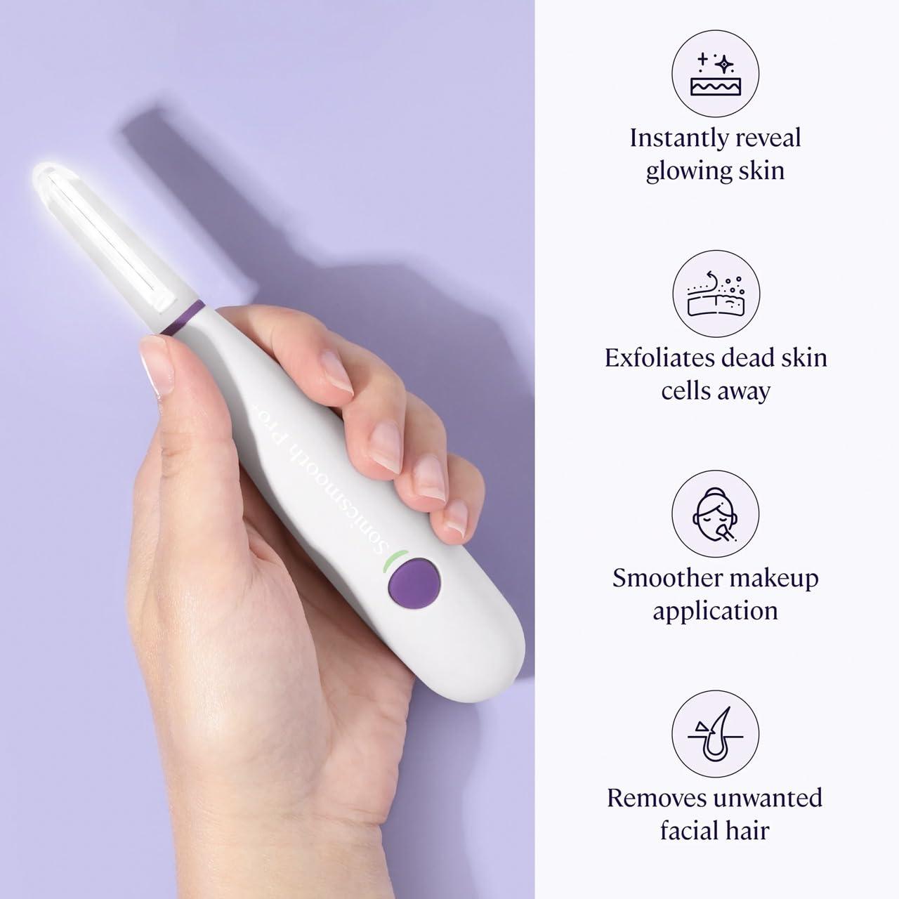 MICHAEL TODD Michael Todd Beauty - Sonicsmooth Pro+ Dermaplaning System with LED Light - 2 in 1 Women\'s Face Exfoliation & Peach Fuzz Hair Remover - 16 Dermaplaning Blades & 2 Microsmooth Microdermabrasion Tips