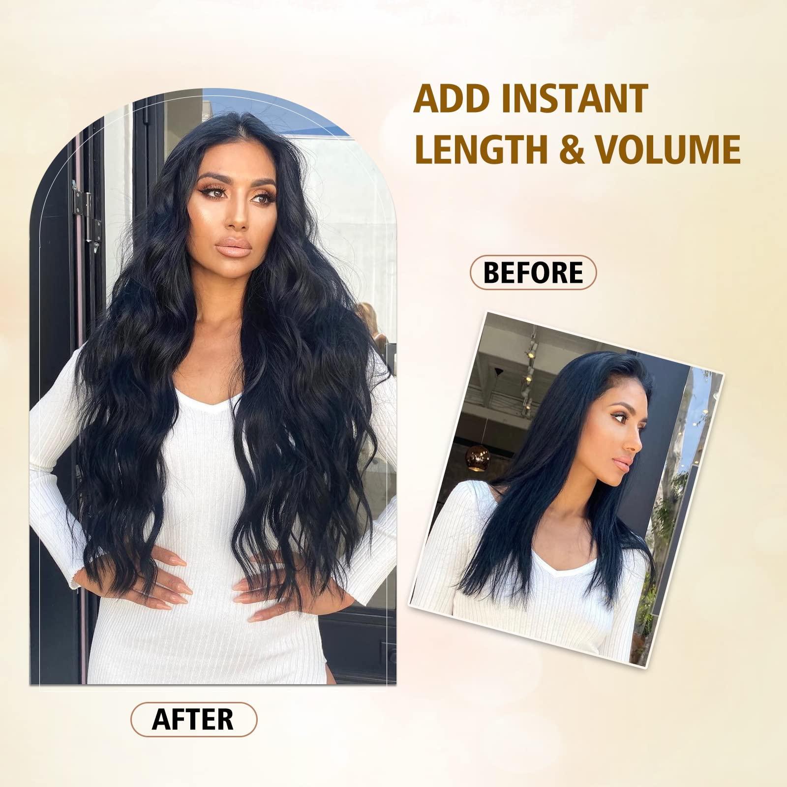 Perience Clip in Hair Extensions for Women Dark Blonde Hair Extensions Synthetic Clip in Long wavy clip in hair extensions 20 inch Double Weft Hairpieces Full Head For Women (20INCH, P88/86)