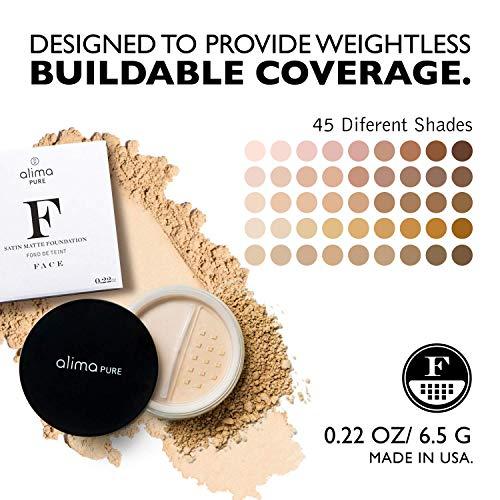 Alima Pure Alima Pure Matte Foundation Loose Mineral Powder Foundation Makeup, Loose Powder Makeup Oil Free Talc Free Powder, Natural Makeup Mineral Foundation Full Coverage Natural Foundation Powder .23 oz/6.5g