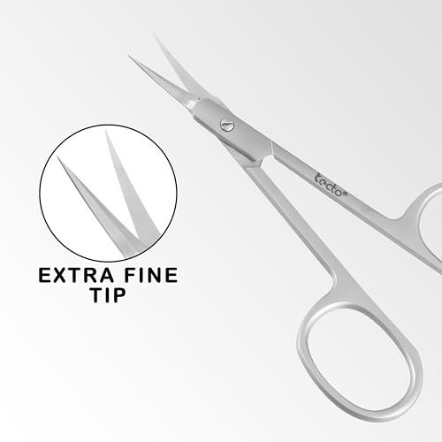 Tecto Tecto Professional Nail Scissors, Stainless Steel Manicure Scissors,Cuticle Scissors, Multi-Purpose, Eyelashes, Eyebrow, Toenail for Women and Men (Extra Fine Tip Nail Scissor)