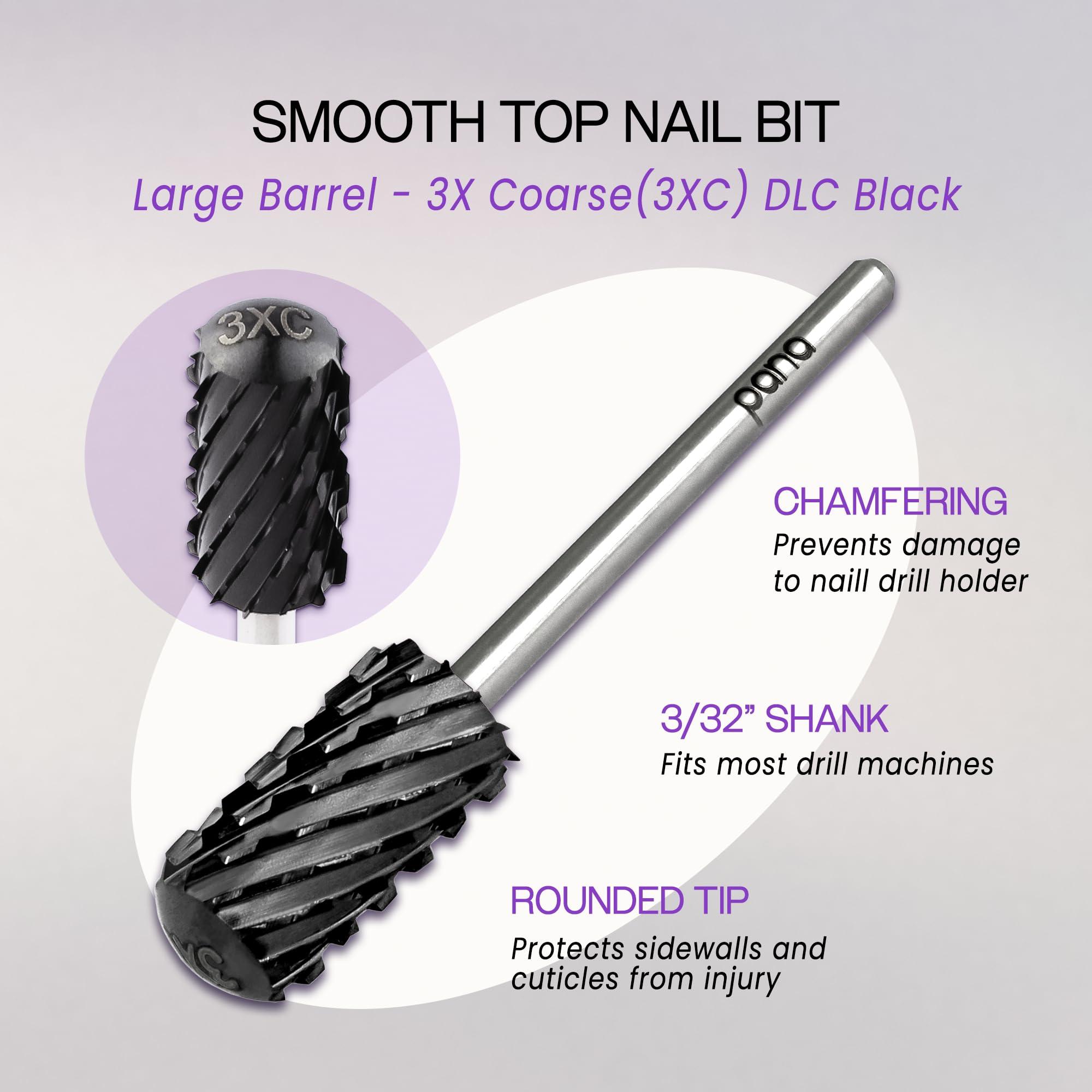 PANA USA Pana DLC 3/32\" Safety Nail Carbide - Smooth Round Top Large Barrel Head for Electric Dremel Drill Machine (Black, 3XC Grit)