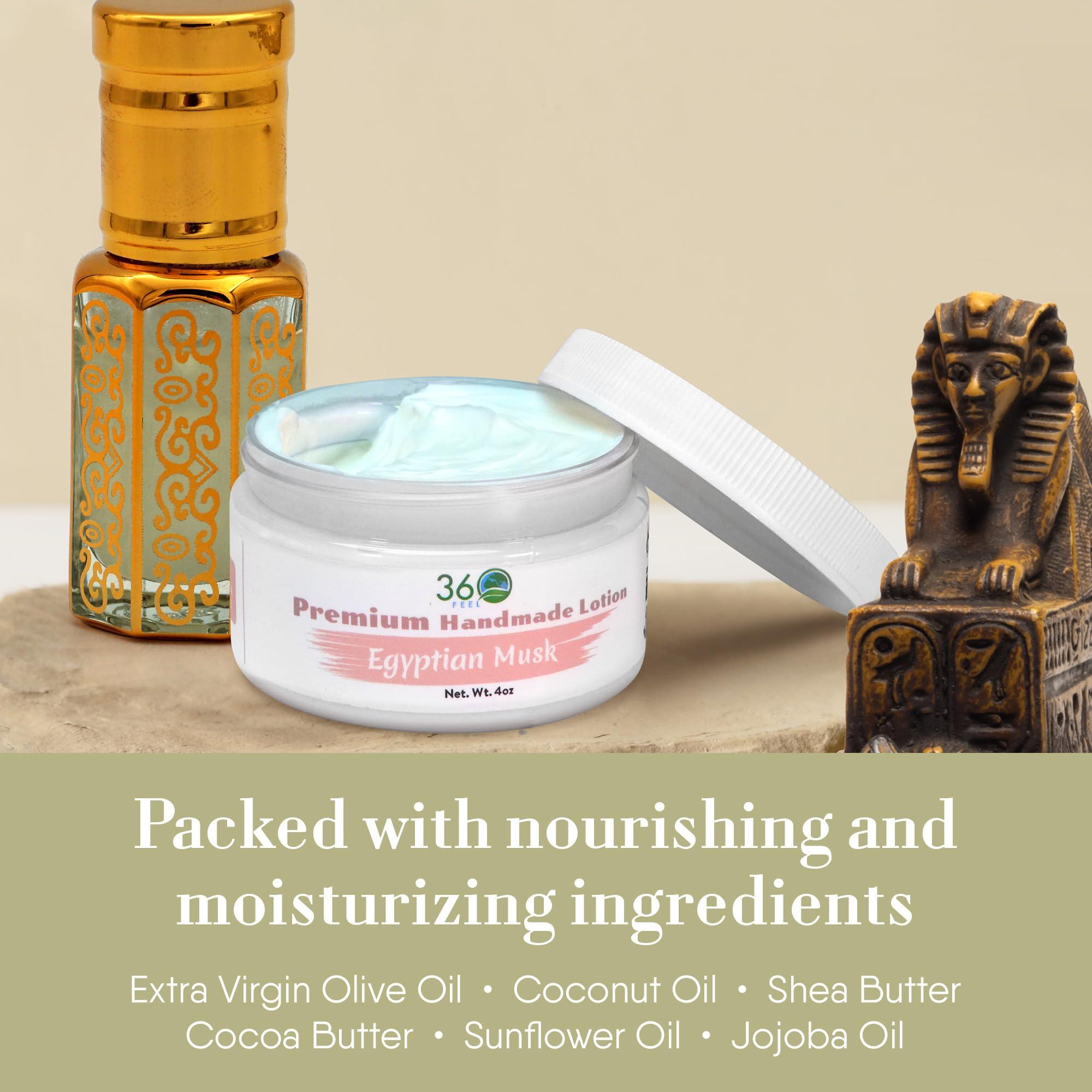 360Feel 360Feel Egyptian Musk Body Lotion - Hydrates with Coconut & Olive Oil, Plant-Based, Non-Greasy, Sensitive Skin, All Day Use