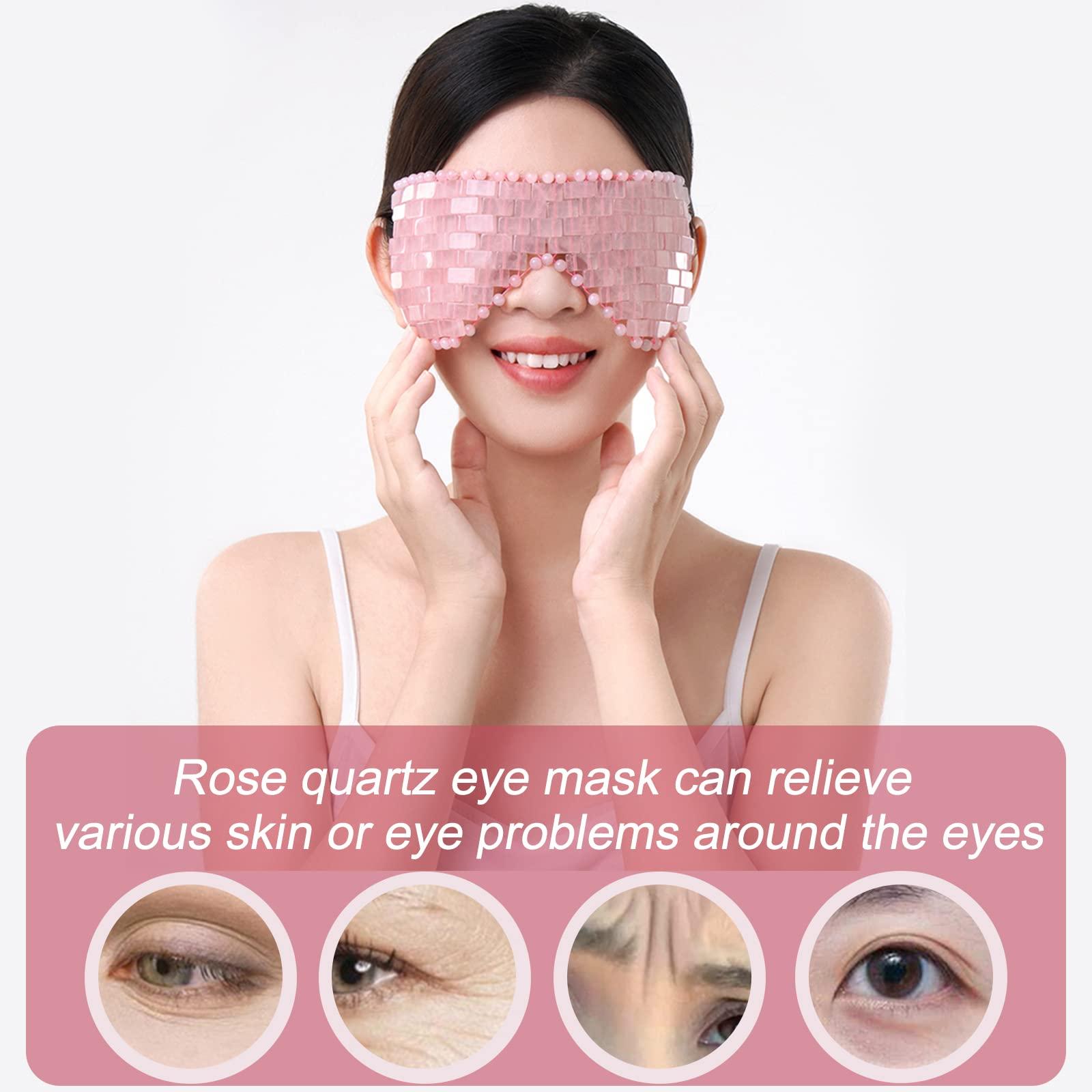 ideayard ideayard Rose Quartz Eye Mask, Cooling Jade Eye Mask 100% All Natural Crystal Eye Mask for Facial