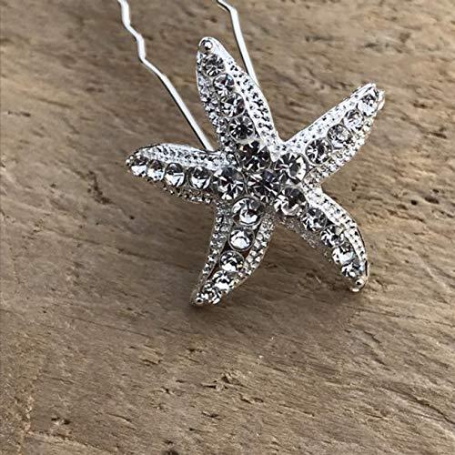 BERYUAN BERYUAN trendy Hairpin Starfish Hair Jewelry Star Rhinestone bobby pin Bridal Hair Pin barrette hair clip Crystal Headpiece Wedding Women Hair Accessory Prom Hair Dress 6pcs