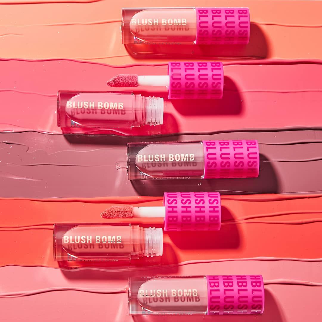 Revolution Beauty London Revolution Beauty, Blush Bomb Cream Blusher, Lightweight Makeup & Creamy Formula for a Dewy Finish, Enriched with Vitamin E, Glam Orange, 0.15 Fl. Oz.