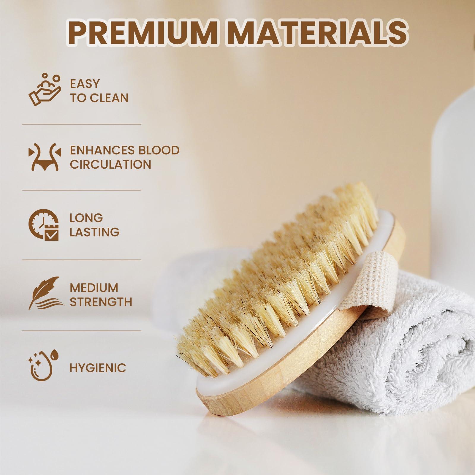 POPCHOSE POPCHOSE Dry Brushing Body Brush, Dry Brush for Body, Natural Bristle Dry Skin Exfoliating Brush Body Scrub for Flawless Skin, Cellulite Reduction, Lymphatic Drainage and Blood Circulation Improvement