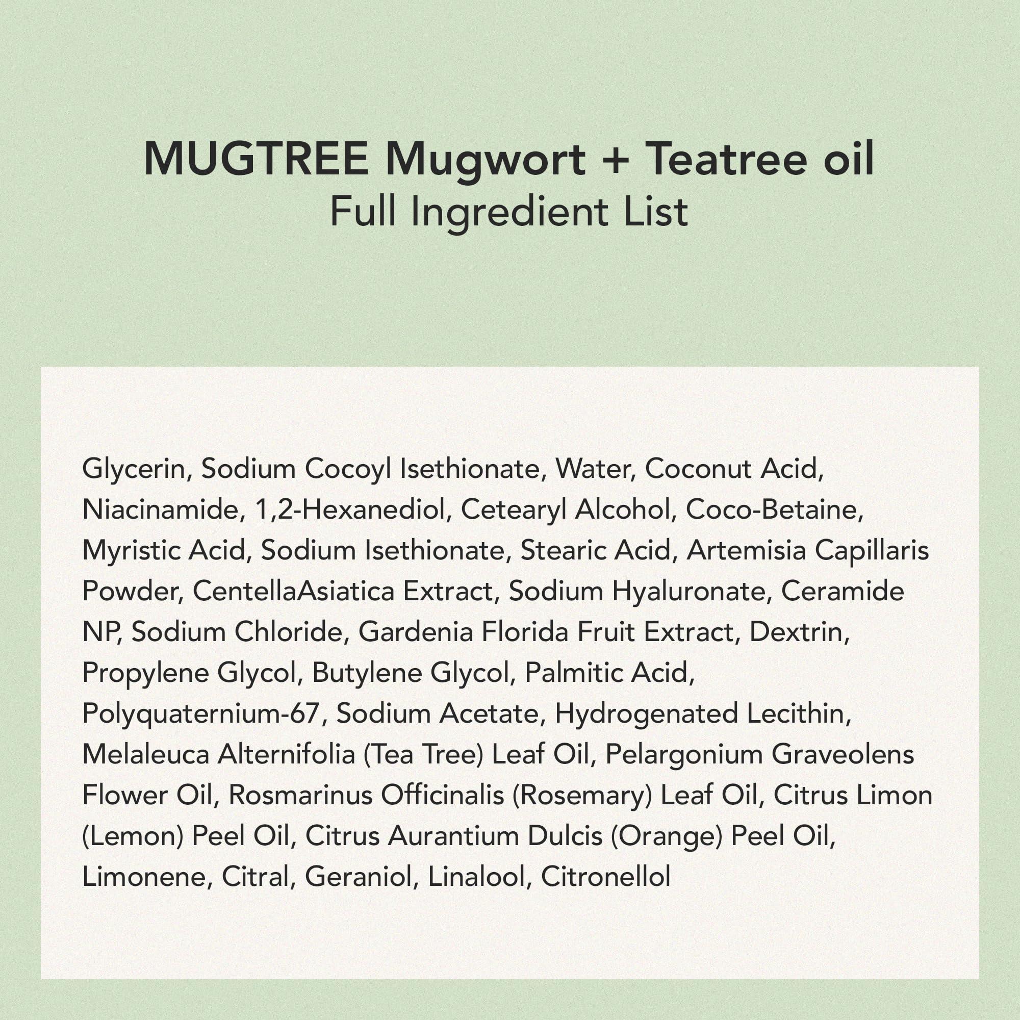 Whipped Semo Company WHIPPED Cream Facial Cleanser Mugtree - Mugwort & Teatree Face Wash - For Oily Skin, Sebum & Pore Care - Moisturizing Face Cleanser, Niacinamide, Hyaluronic Acid, Vegan Korean Skincare, 2.8 oz