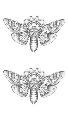 SanerLian SanerLian Butterfly Temporary Tattoo Sticker Moth Insect Fake Tatoo Women Girls Chest Back Arm Body Art 10.5X6cm Set of 12