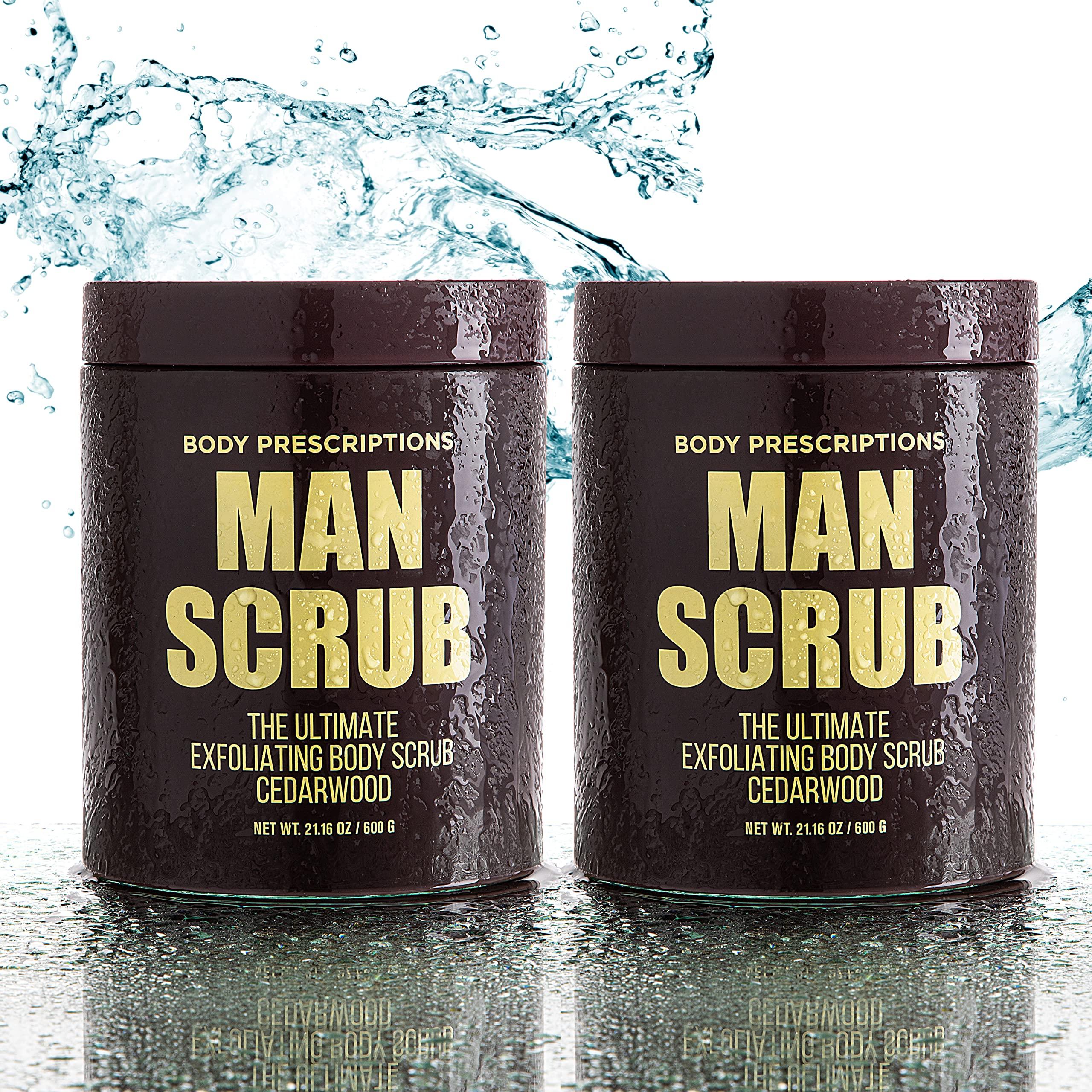 Body Prescriptions Body Prescriptions Mens Exfoliating Body Scrub Ultimate Skin Cleansing Wash in Jar with Twist-Top Lid, For All Skin Types, 21 Ounce (Pack of 4), Cedarwood