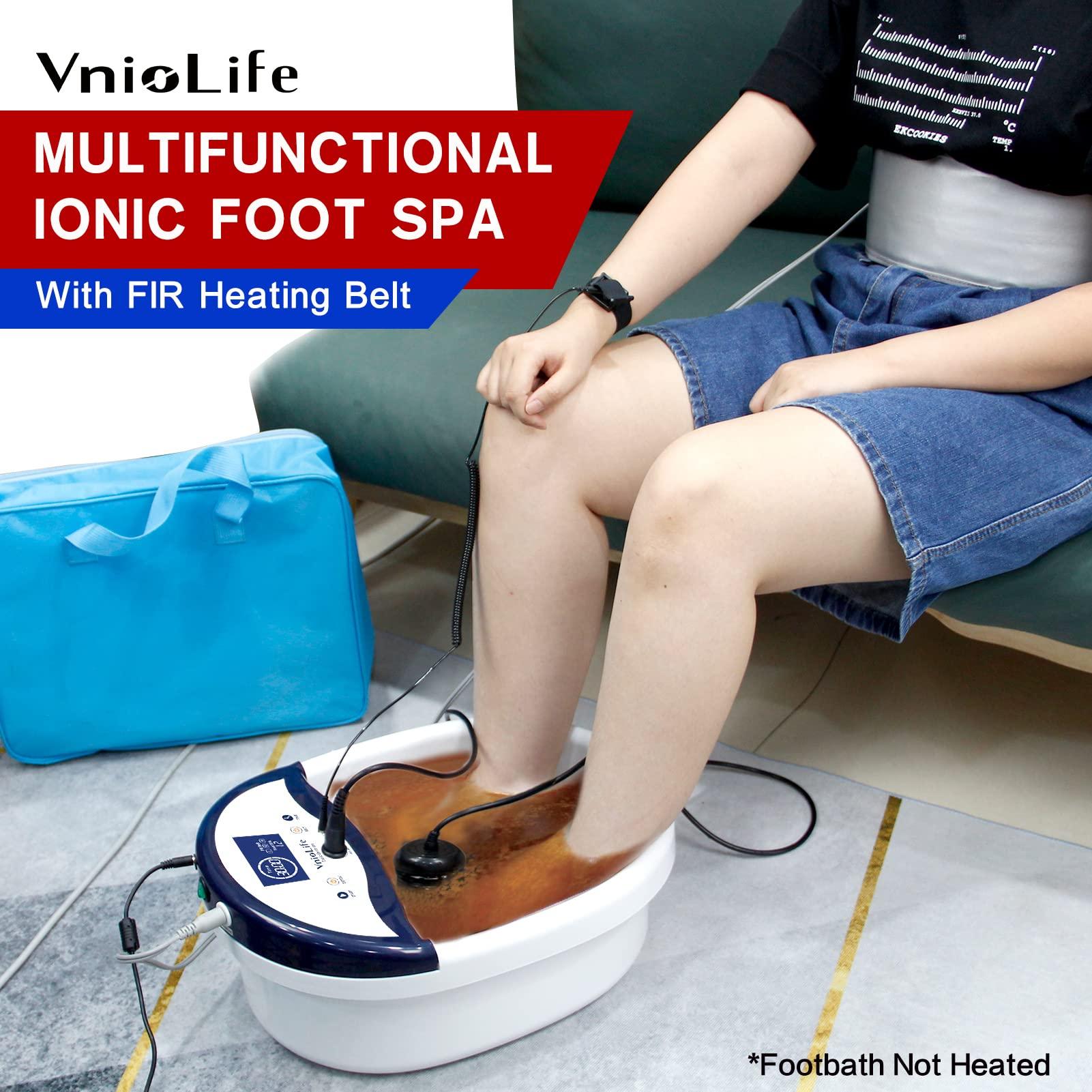 VnioLife VnioLife Ionic Foot Bath Detox Machine, Ion Detox Foot Bath Cleanse, LED Display Foot Detox Spa with Heated Belt, Wrist Strap, Arrays, Liners (Portable Handbag)