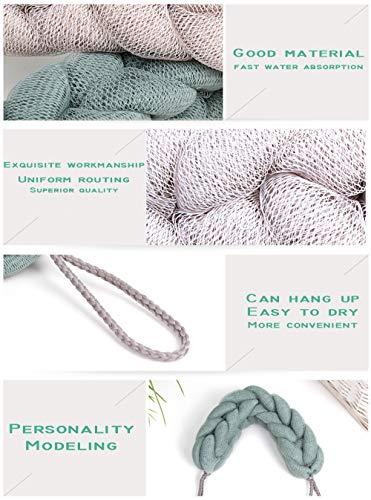 AARAINBOW AARainbow 4 Packs Long Stretch Back Sponge with Rope Handles Back Scrubber Bath Shower Mesh Sponge Exfoliating Body Scrub Stretch Braided Loofah for Men and Women(2 Gray+2 Green)