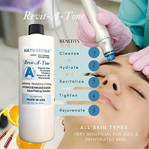 NATUDERMA Hydrodermabrasion Solution, Aqua Peeling Serum, Solution for Wet Microdermabrasion, 3 bottles of 16 oz each, Natuderma Hydro Serum. MADE IN USA