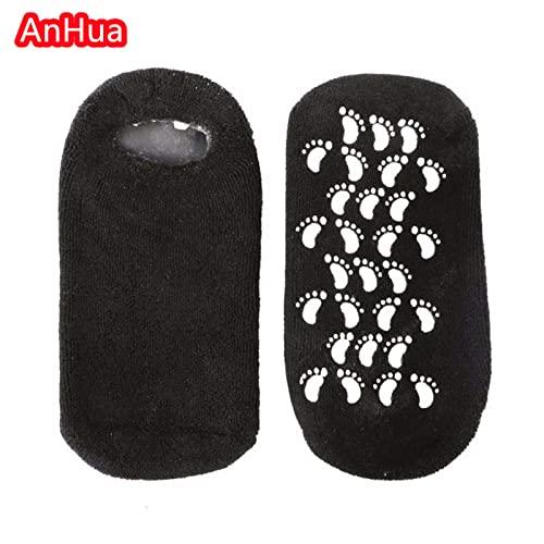 AnHua AnHua 1 Pair Feet Spa Moisturizing Gel Socks Exfoliating Dry Cracked Soft Skin Sock Pedicure Foot Care Tool Beauty Foot Care (Black)