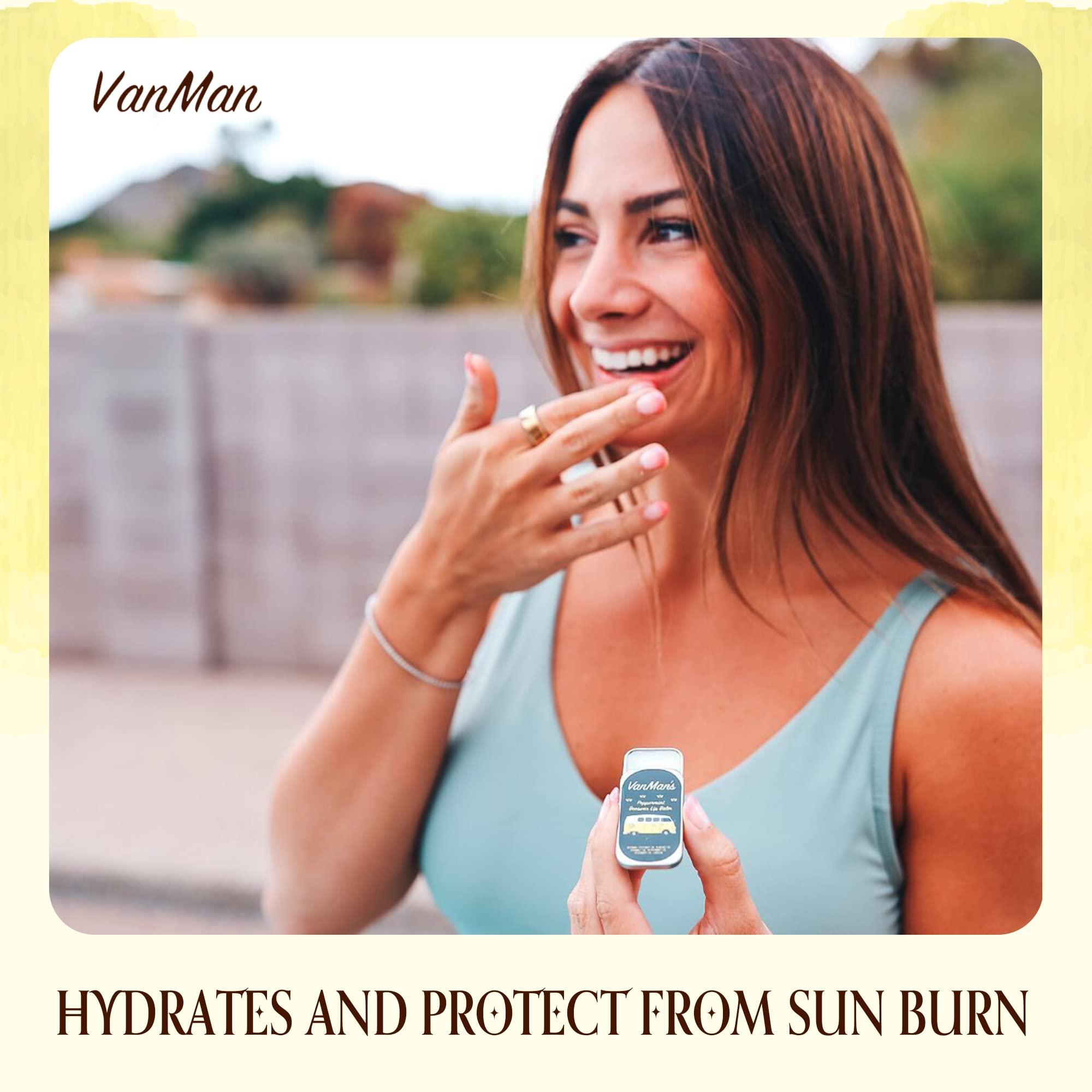 The Vanman Company Vanman’s Peppermint Beeswax Lip Balm - 9 pack - Organic Lip Balm w/Rosemary, Almond, Peppermint & Coconut Oil - Organic Chapstick w/Vitamin E Oil Removes Dead Skin Cells - Lip Balm For Dry Lips