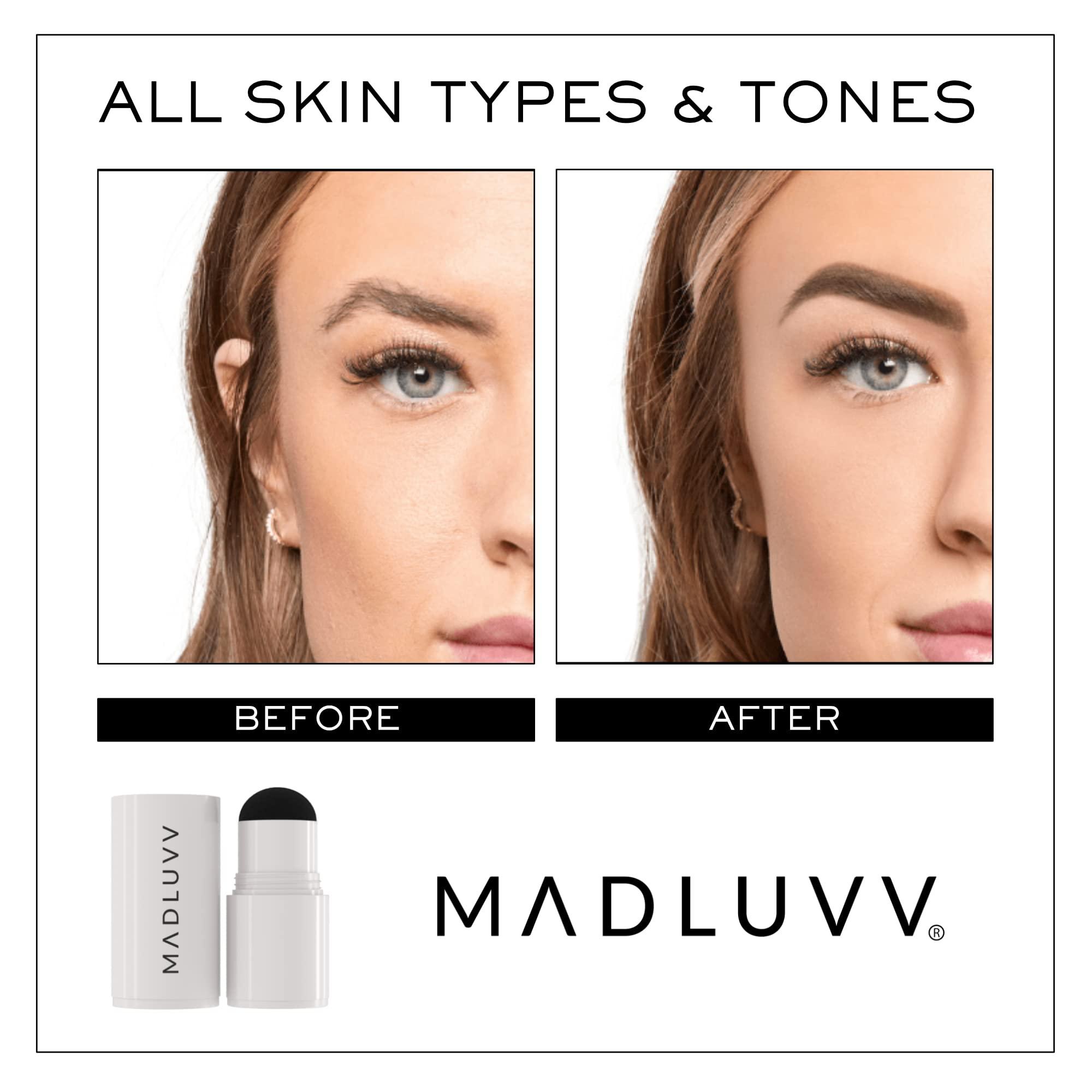 MADLUVV MADLUVV Brow Stamp Refill* - Color Stamp for Brows & Root Touch Up for Women & Men, Instantly Conceal Hair Loss, Grey Hair, Thinning Hair with Stain-Proof/Smudge-Proof Powder Formula (Soft Brown)