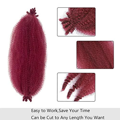 poetically 24 Inch Springy Afro Twist Hair Burgundy Pre Separated Kinky Twist Hair for Braiding 8 Packs Marley Twist Braiding Hair Soft Kinky Twists Hair for Braiding (24 Inch, BUG)