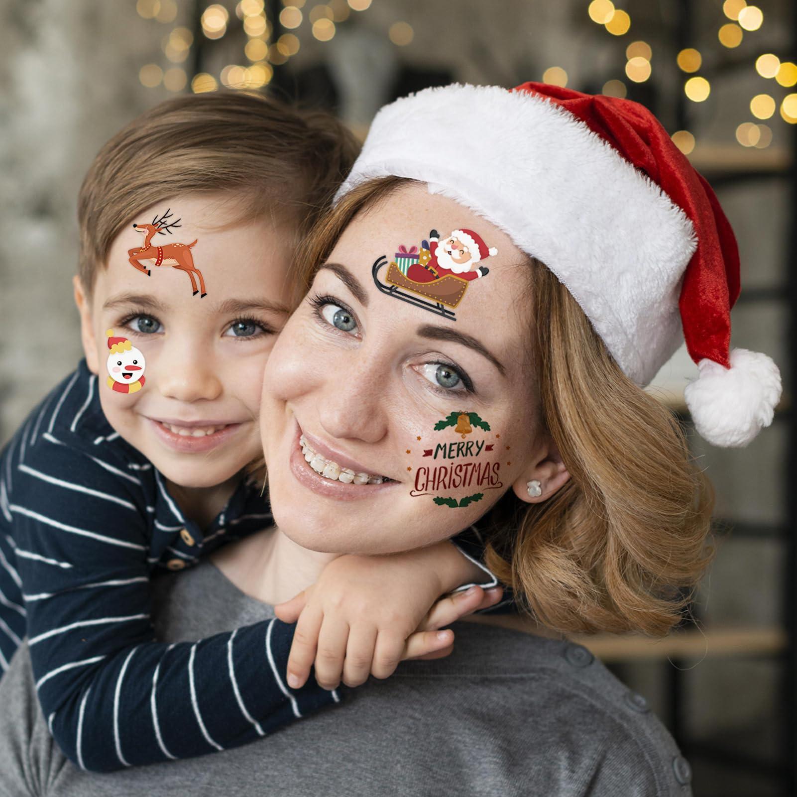 winthrop winthrop 240 Pcs Bulk Christmas Temporary Tattoos for Kids, Individually Wrapped Waterproof Safety Tattoos Stickers, Best Choice for Christmas Goody Bag Stuffers, 60 Different Designs Snowman Santa