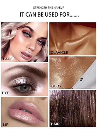 Kayswang Kayswang Body Glitter Powder Stick Face Highlights Shimmer Face and Body Highlighter Powder with Sponge Head, Magic Colour Shiner Powder for Face Body, Arms, Collarbones and Leg (02#Pink)