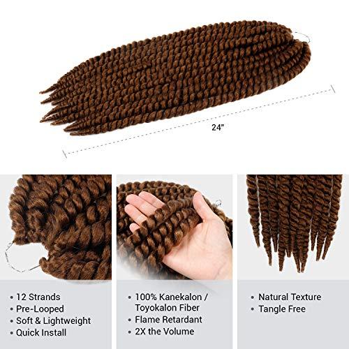 AU-THEN-TIC 24 Inch 2 Packs AU-THEN-TIC Double Jumbo Senegalese Twist Crochet Braid Hair Havana Twist Crochet Hair Havana Mambo Twist Crochet Braids Hair Extensions (24 Inch (Pack of 2), 30)
