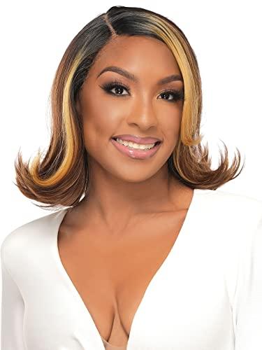 Destiny Synthetic Lace Front Wig With Baby Hair Glueless Multi Layer DESTINY GREEN WIG Short Marilyn Flip style Synthetic Wig T Part Ear-Ear Lace Front Wig HIGH Heat Resistant Fiber Wig for Women(14 Inch) (4)