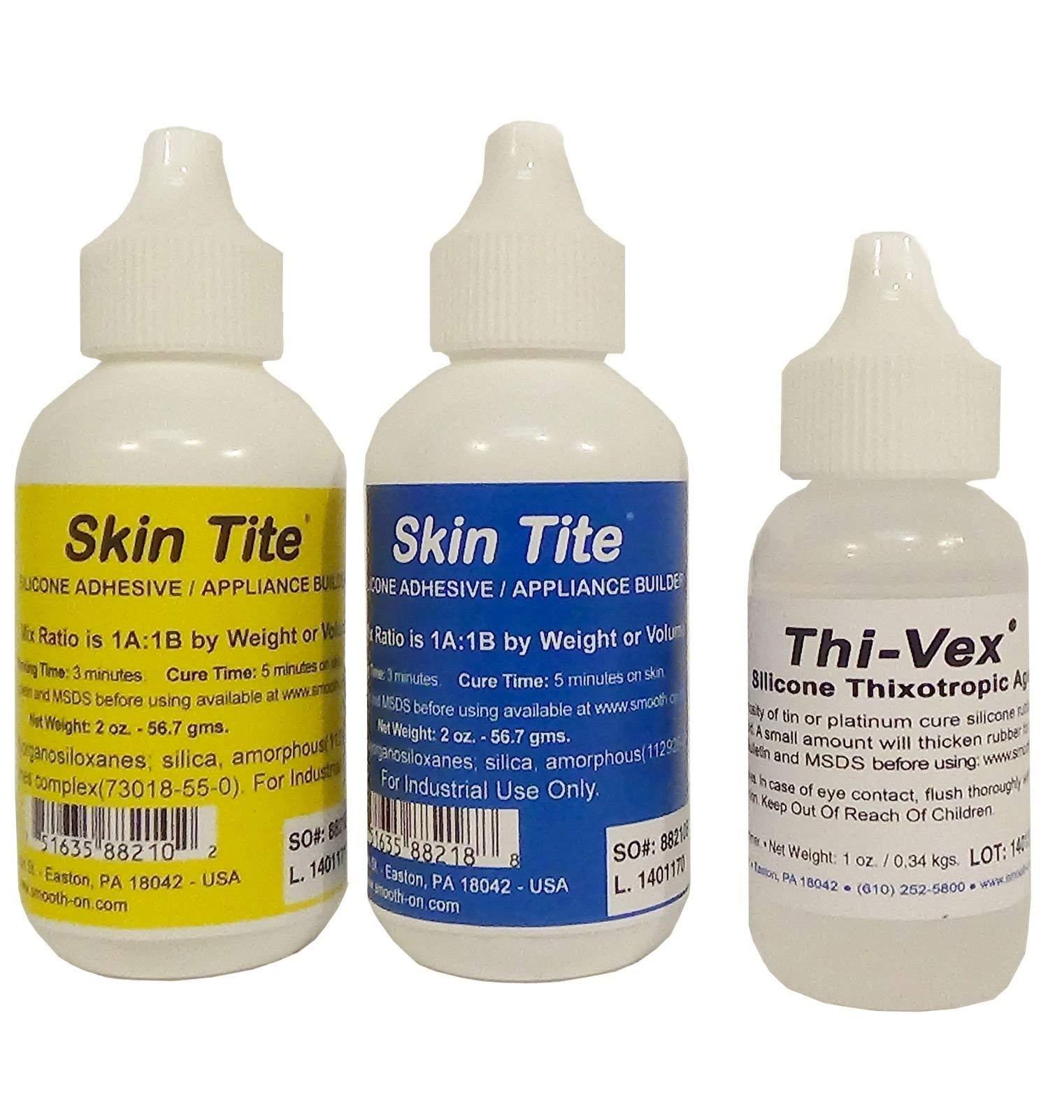 Smooth-On Smooth-On Skin Tite 4 Oz and Thivex 1 Oz Kit - Platinum Silicone Adhesive and Prosthetic Appliance Builder - Special Effects