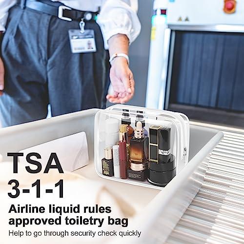 Wedama Wedama TSA Approved Toiletry Bag, Cosmetic Bags 2 Pack with Zipper Carry on Airline Airport Travel Accessories, PVC Makeup Bags for Travel, Clear Toiletry Bags for Women and Men-White