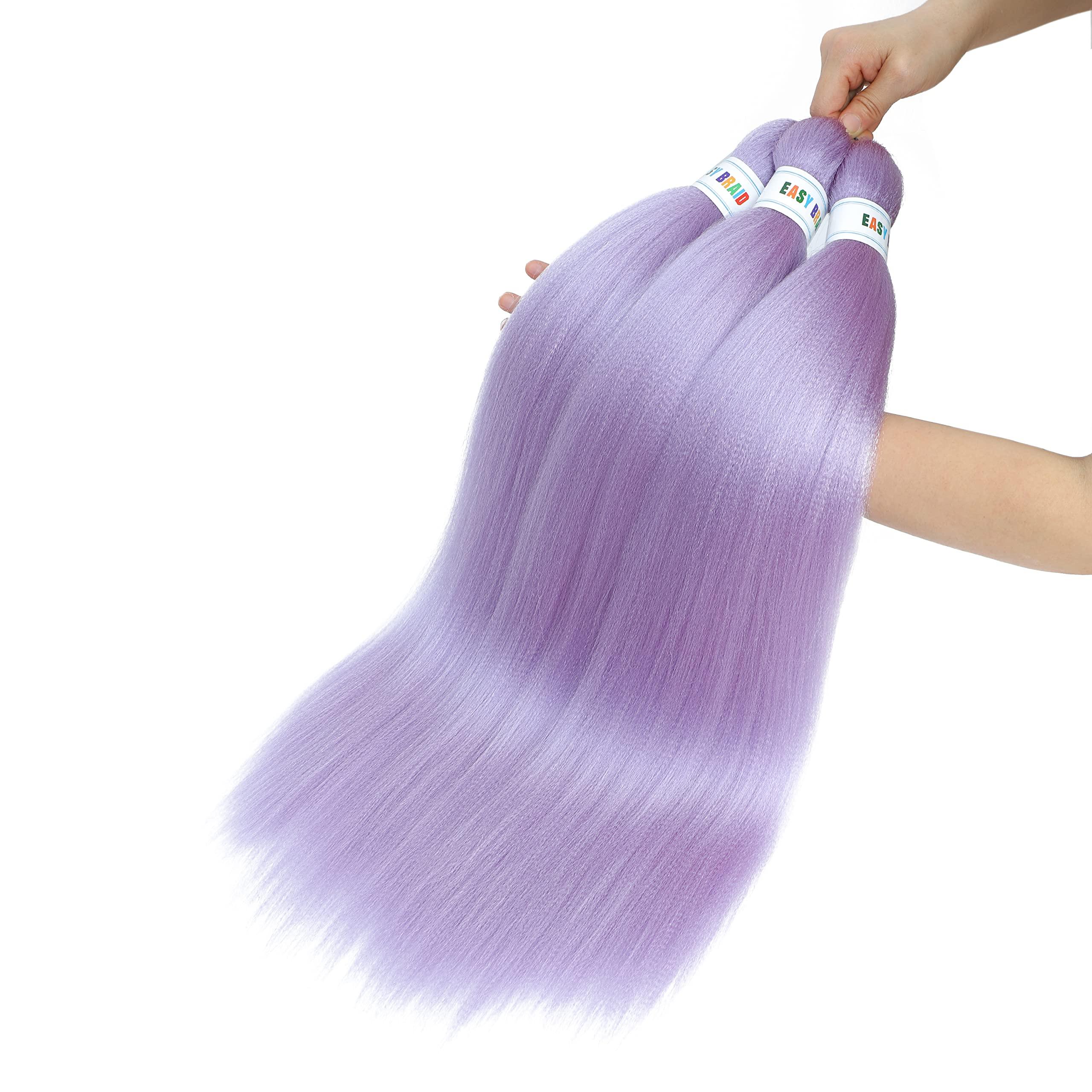 SHCLYING SHCLYING Purple Braiding Hair Pre Stretched,Top Synthetic Pre Stretched Braiding Hair Extensions,Easy Braid 26inch 3packs Yaki Texture Crochet Hair Braids.